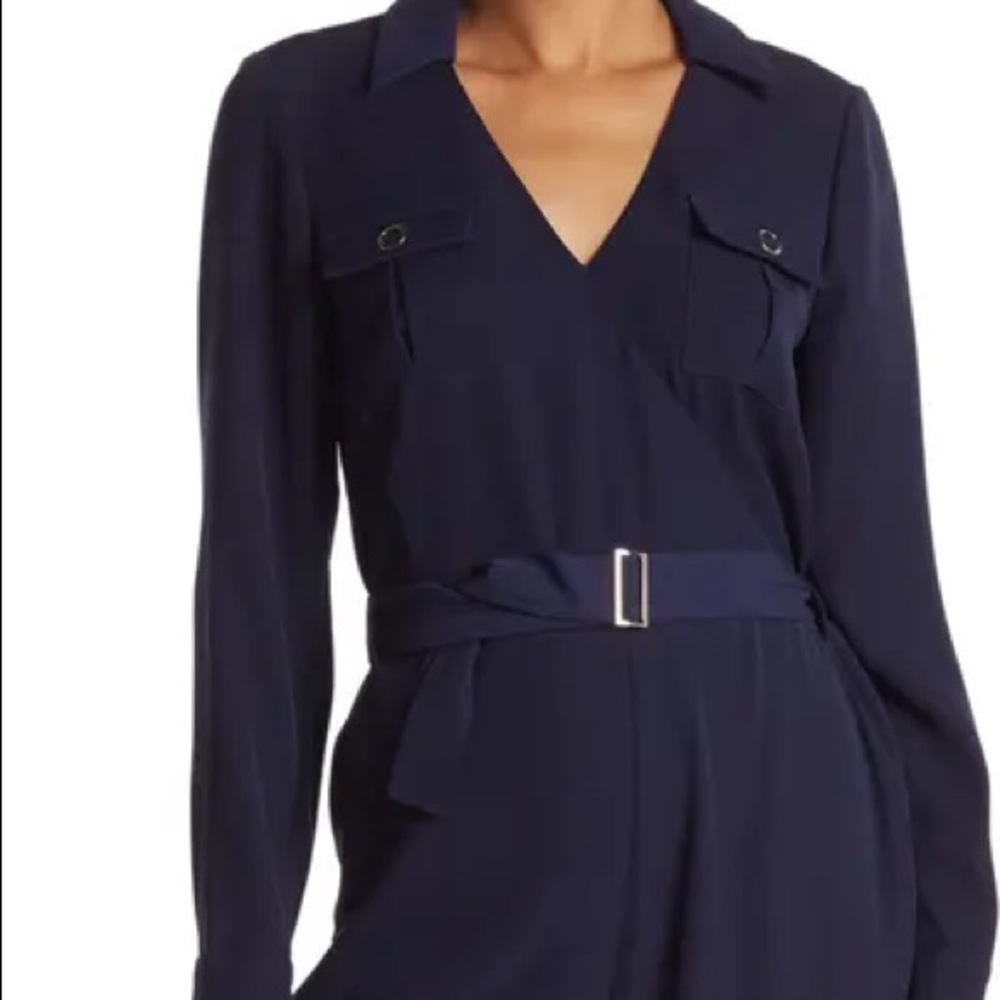 NWT Ted Baker London Flan Belted Long Sleeve Utility Jumpsuit Navy Blue 3 & 5 - Picture 2 of 11